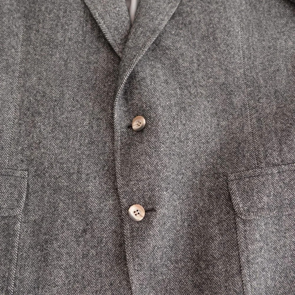 Vintage '90s Jacobson's Grey Tweed Double Button 100% Camel Hair Blazer 42R - Picture 14 of 16